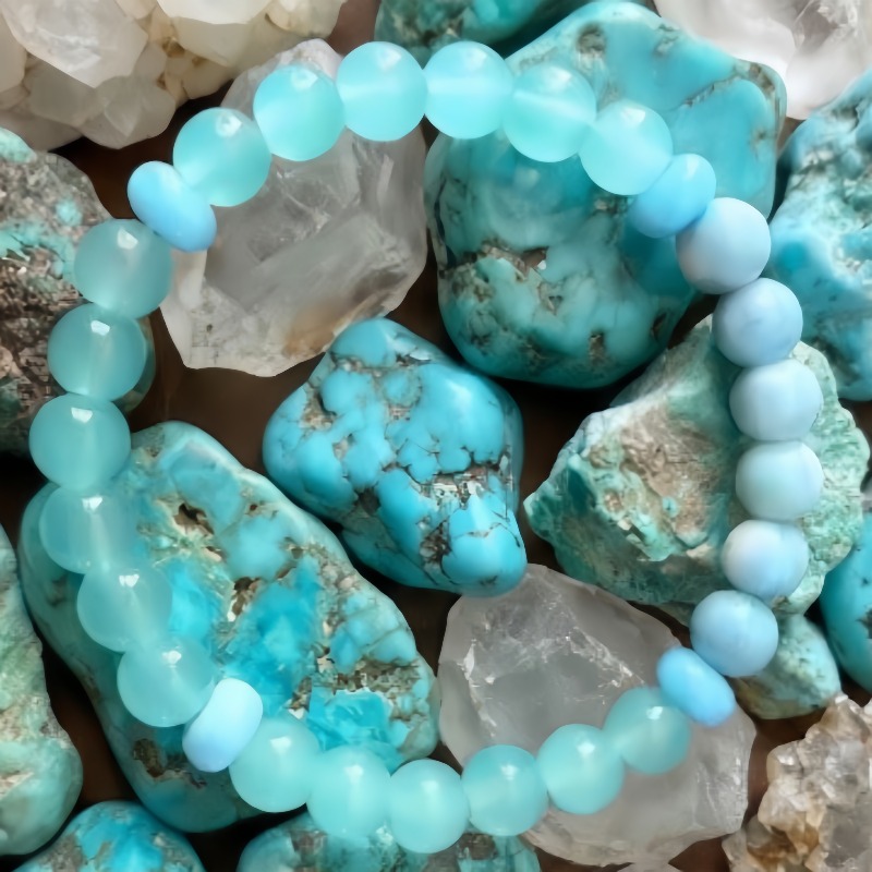 Mint-blue Aquamarine Textured Unisex Bracelet